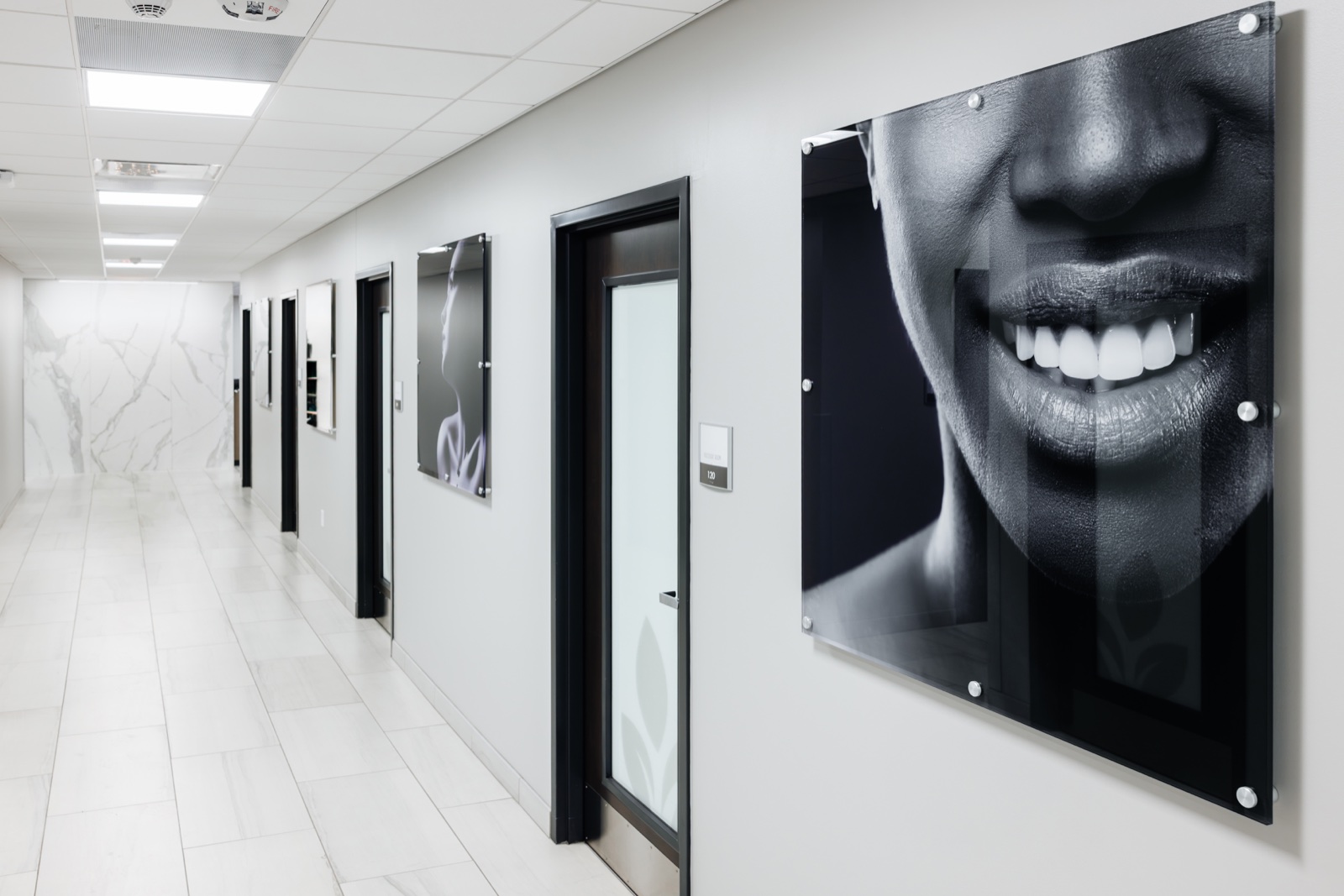 Corridor with framed beauty photography